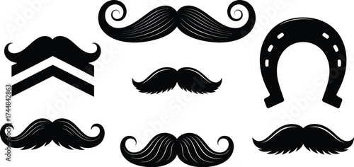 Mustache horseshoe vector graphic design elements collection