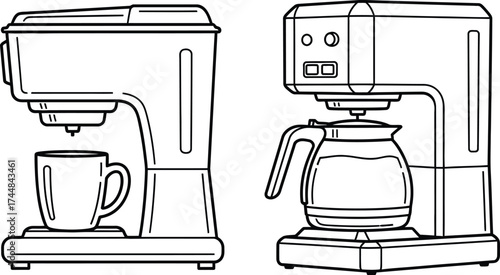 Coffee maker machine vector illustration kitchen appliance line