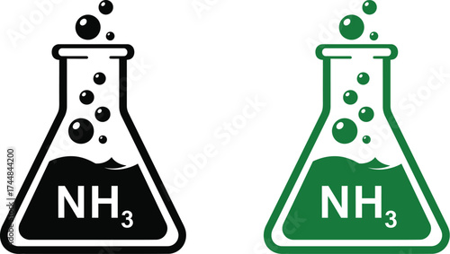 Ammonia nh chemical formula in flask vector science illustration