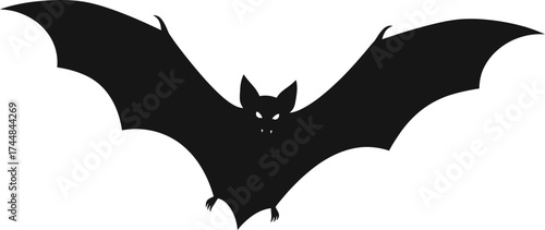 Black bat flying halloween animal spooky silhouette illustration