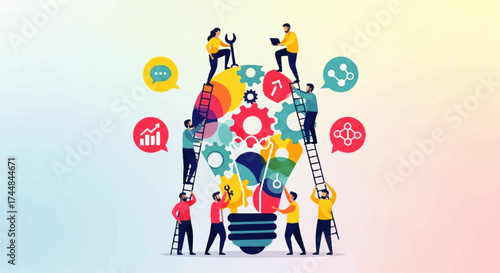 Creative Team Building Innovative Lightbulb Idea.