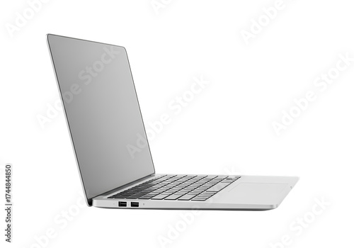 Sleek Silver Laptop Perfect for Tech  Business Presentations isolated on transparent background
