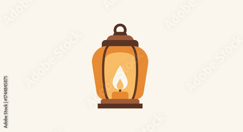 Vintage Lantern with Glowing Flame Illuminating the Darkness.
