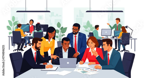 Diverse Team Collaborating in Modern Office Meeting.