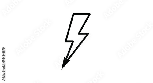Simple black line drawing of a lightning bolt on a white background