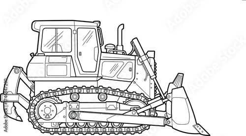 Bulldozer line art vector illustration heavy equipment icon