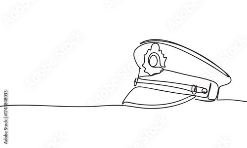 Police Cap Single Line Art