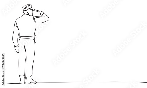 Officer Saluting Line Art Depiction