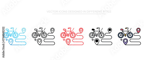 Bicycle Path icon design with white background stock illustration
