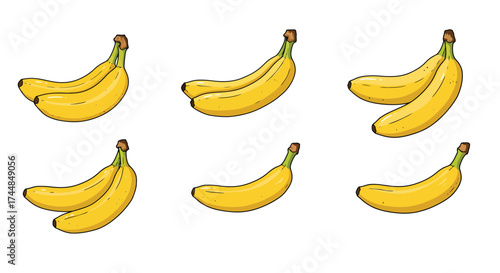 Several bunches of ripe yellow bananas arranged in a simple pattern