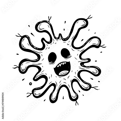 Quirky blob character with expressive face and wiggly limbs illustration for whimsical projects