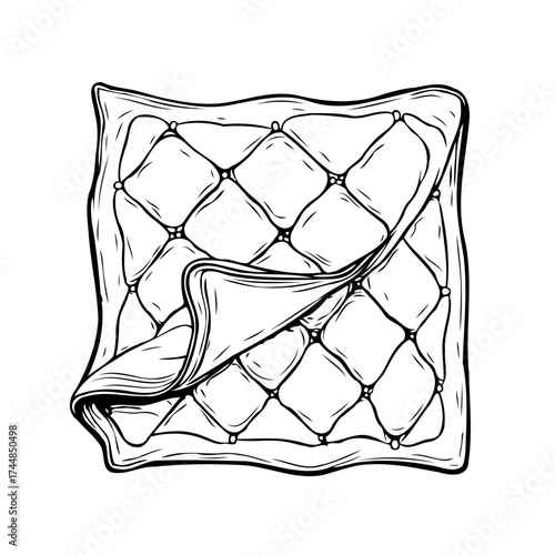 Sketch of a quilted blanket with textured padding creating a cozy comforting and warm abstract feel