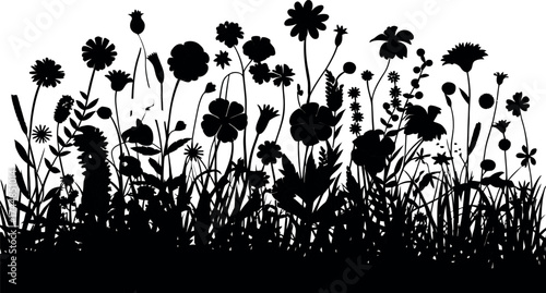 Elegant mixed wildflower bouquet silhouette design