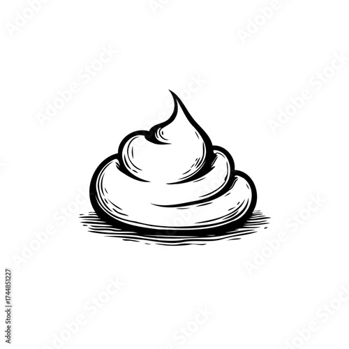 Stylized drawing of a swirled whipped cream confection presenting a simple dessert graphic