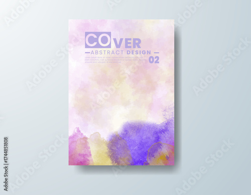 Cards with watercolor background. Design for your cover, date, postcard, banner, logo.