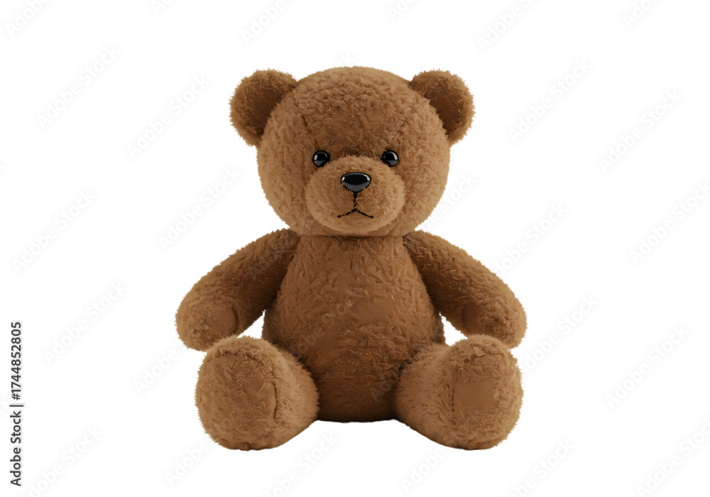 Fototapeta premium Brown Plush Teddy Bear Perfect for Childrens Books Nursery Decor and Crafting Projects isolated on transparent background