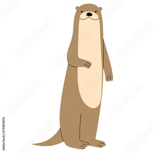 Otter Single 8 cute on a White background, vector illustration.