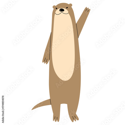 Otter Single 11 cute on a White background, vector illustration.