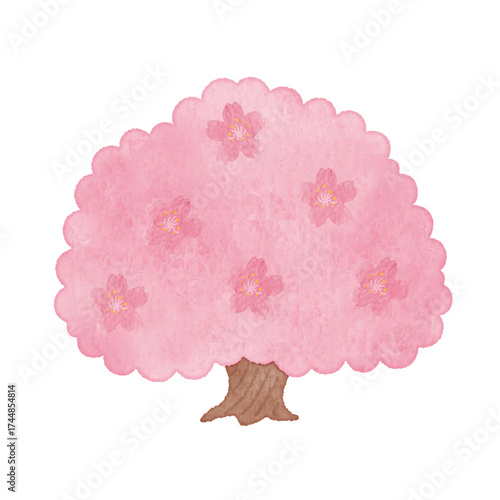 かわいい桜の木のイラスト（春・花見・入学・卒業シーズン）