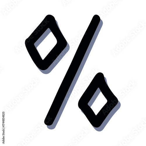 Hand drawn percentage symbol clipart Percent doodle Discount voucher sign Income tax Single element for design