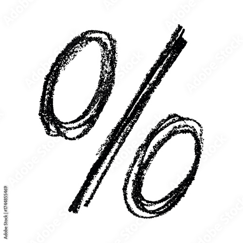 Hand drawn percentage symbol clipart Percent doodle Discount voucher sign Income tax Single element for design