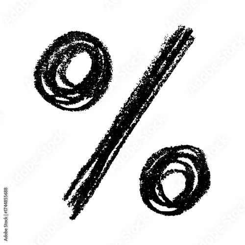 Hand drawn percentage symbol clipart Percent doodle Discount voucher sign Income tax Single element for design