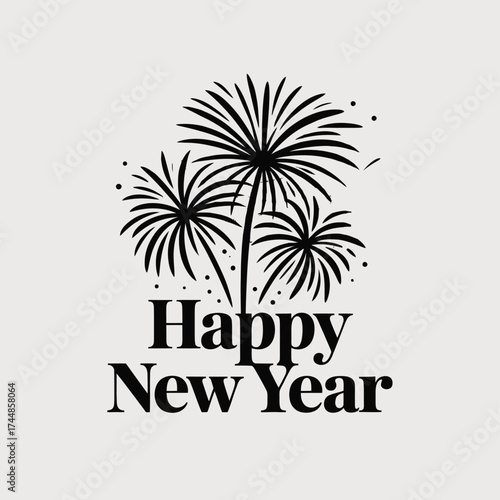 Wallpaper Mural Happy new year fireworks vector illustration scalable eps icon celebration greeting graphic silhouette vector illustration white background Torontodigital.ca