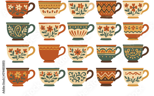 Vintage Pattern Coffee Cup Set
