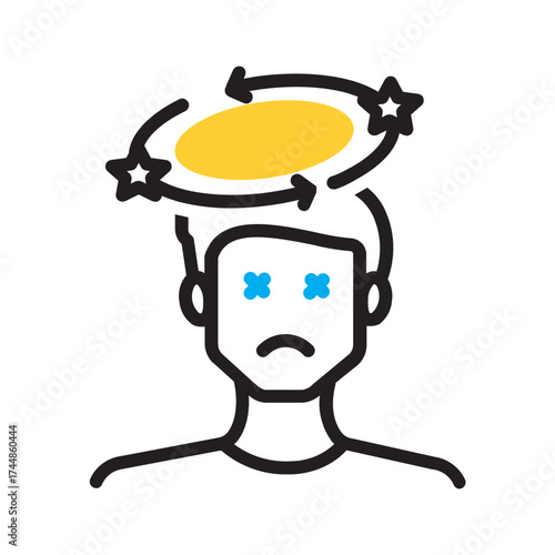 Vector multi color icon for Severe vertigo