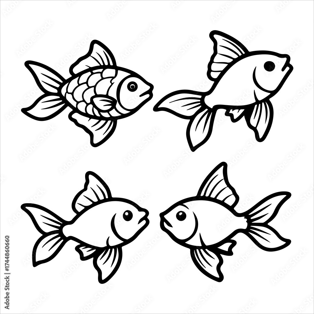 Fototapeta premium A Vibrant Portrait of a Peaceful Golden Orange Goldfish, Showcasing its Ornamental Fantail Fins, a Beautiful Beginner Pet Symbolic of Prosperity and Good Luck