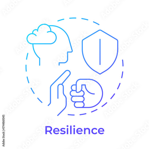 Resilience blue gradient concept icon. Adapt, recover and grow stronger. Emotional and self regulation skills. Round shape line illustration. Abstract idea. Graphic design. Easy to use in article