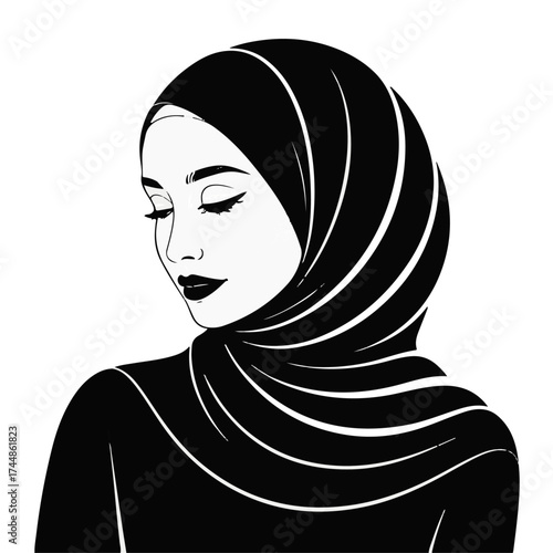 Beautiful woman with black hijab
