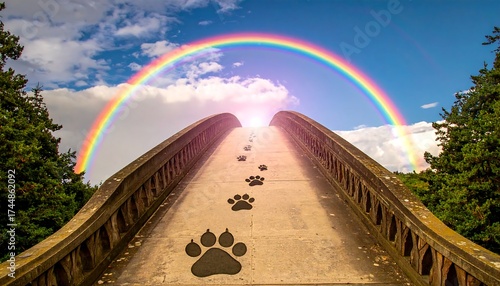 Bridge to rainbow, pet paw prints