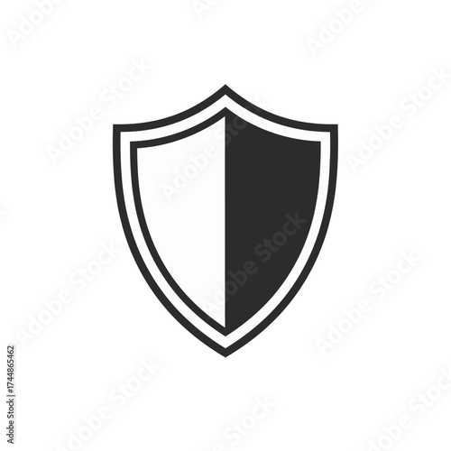 Shield icon with half white and half black color.