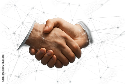 Close-up handshake between businessmen symbolizing agreement, partnership, collaboration, and trust in business