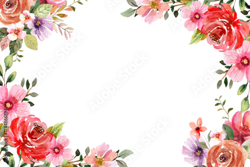 Watercolor flowers background vector for design.