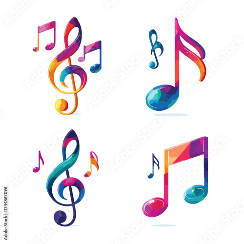 Isolated music notes collection on white background