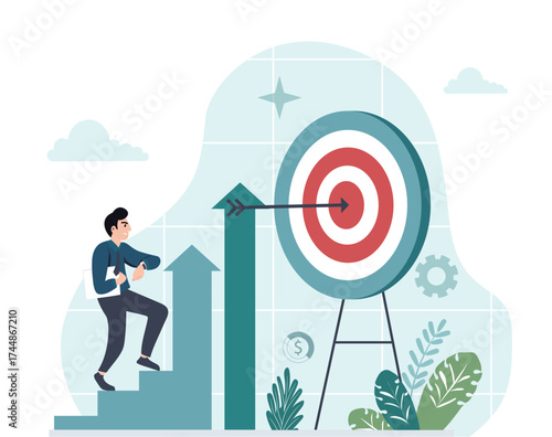 Concept of mission success or victory vector illustration design.
