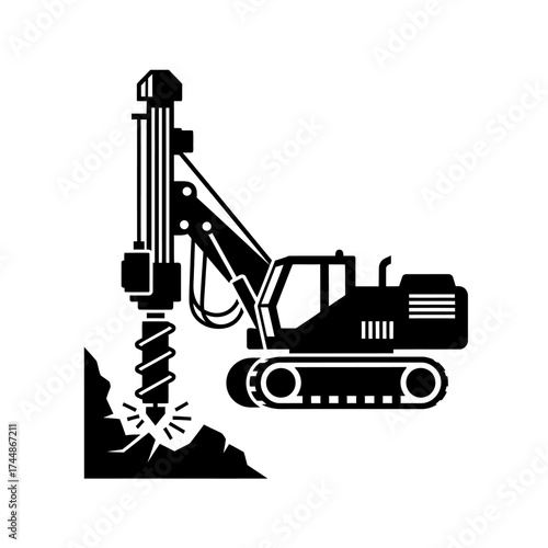 Heavy Duty Drilling Rig Machine Icon.