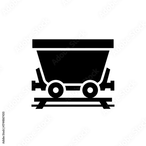 Mining Cart on Rails Silhouette Icon.
