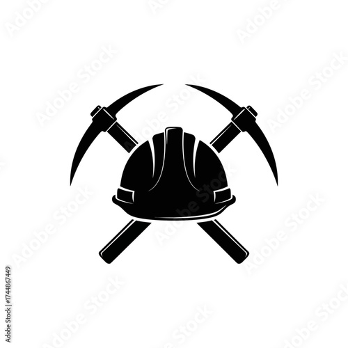 Mining Helmet and Pickaxes Symbol.