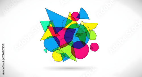 Abstract Geometric Shapes Overlap: Vibrant Colors & Modern Design