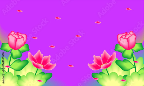 Abstract art background foliage luxury minimal background with flower line illustration art