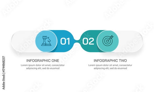 2 Step Business Infographic Timeline Template for Strategy and Goals. Comparison, Banner, Brochure and Plan. Vector illustration.