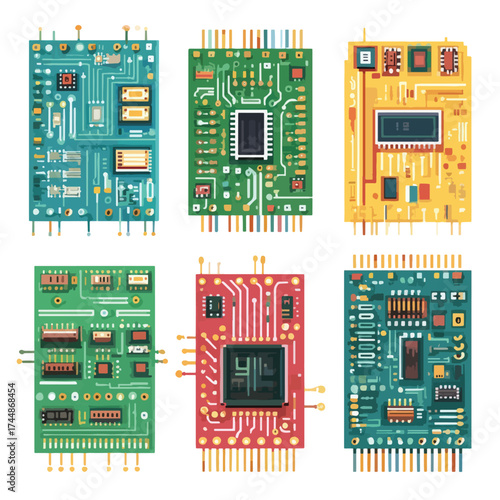 Circuit board node graphic element on white