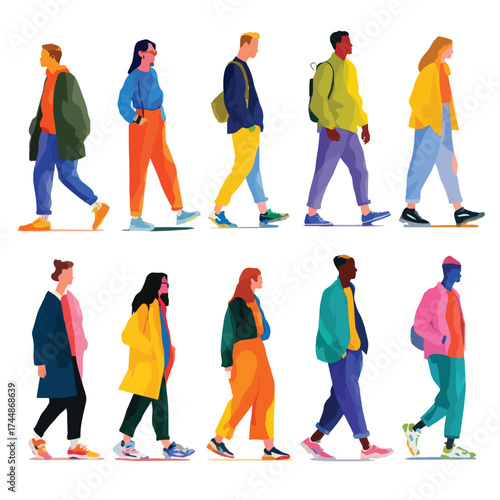 Diverse group of people illustrated on a clean white background