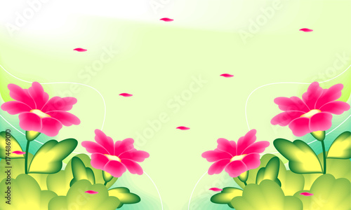 Abstract art background foliage luxury minimal background with flower line illustration art