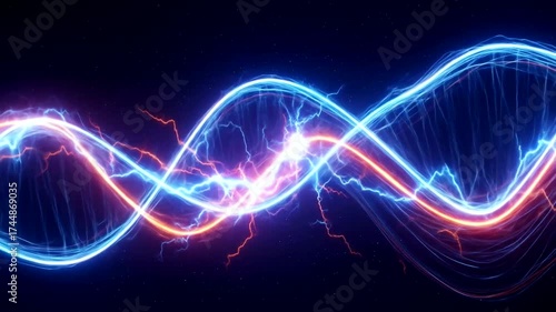 Wallpaper Mural Energetic Waves of Blue and Red Electrical Currents Flowing in a Mesmerizing Pattern Torontodigital.ca