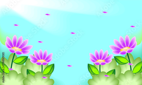 Abstract art background foliage luxury minimal background with flower line illustration art