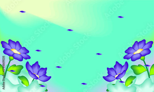 Abstract art background foliage luxury minimal background with flower line illustration art